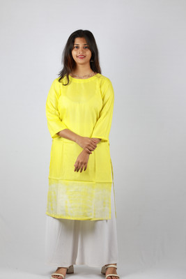 The Rashmi Shikha Women Dyed/Ombre A-line Kurta(Yellow)
