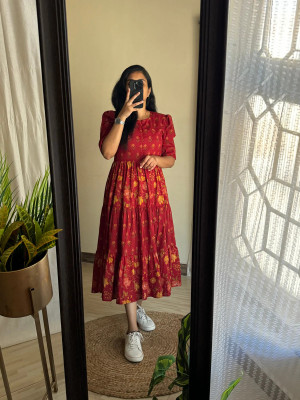 VF Rajasthan Flared/A-line Gown(Red)