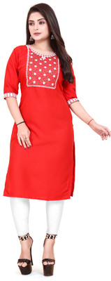 Jayshree Fab Women Embroidered A-line Kurta(Red)