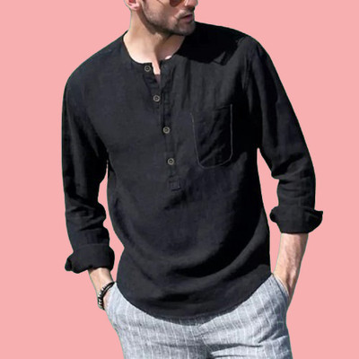 ZAKOD Men Solid Straight Kurta(Black)