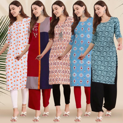 1 Stop Fashion Women Printed A-line Kurta(Multicolor)