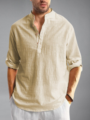 Vida Loca Men Self Design A-line Kurta(Beige)