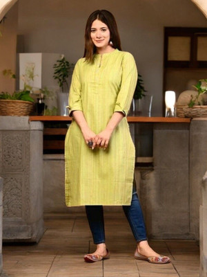 Ladylaz Women Self Design Straight Kurta(Pink)