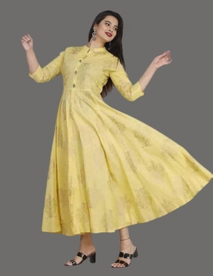 RACHNA FASHION Women Printed Anarkali Kurta(Yellow)