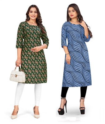 dharmanandan creation Women Printed Straight Kurta(Multicolor)