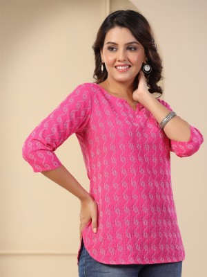 Lyssa Women Printed Straight Kurta(Pink)