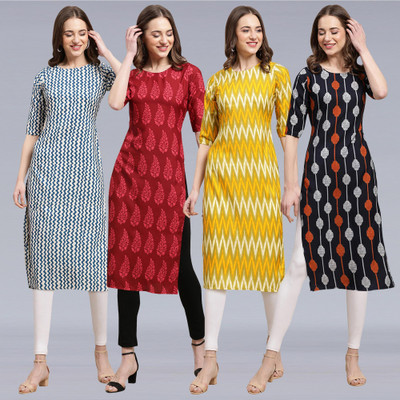1 Stop Fashion Women Printed, Geometric Print, Striped A-line Kurta(Multicolor)