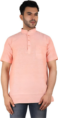 Aaryavar Men Solid Straight Kurta(Orange)