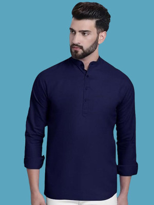 SuperTrend Men Embroidered Straight Kurta(Dark Green)