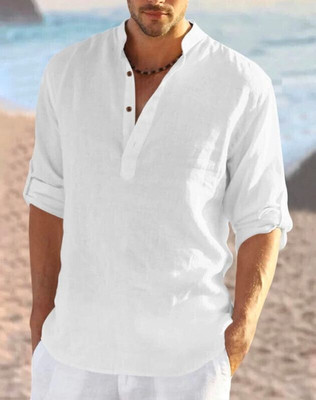 StoneHeart Men Solid Straight Kurta(White)