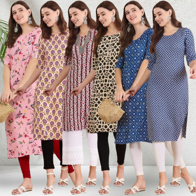 1 Stop Fashion Women Printed Straight Kurta(Multicolor)