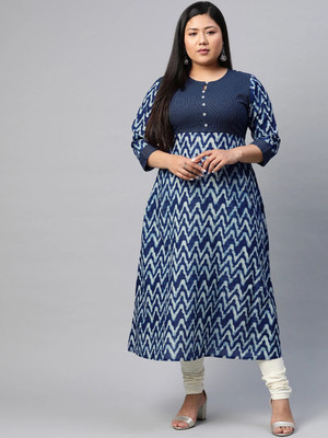 Yash Gallery Women Printed A-line Kurta(Blue)