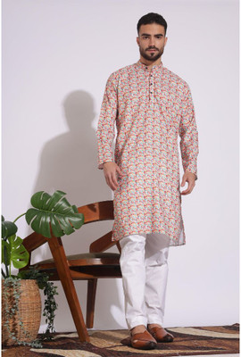 khaddarvas Men Printed A-line Kurta(Multicolor)