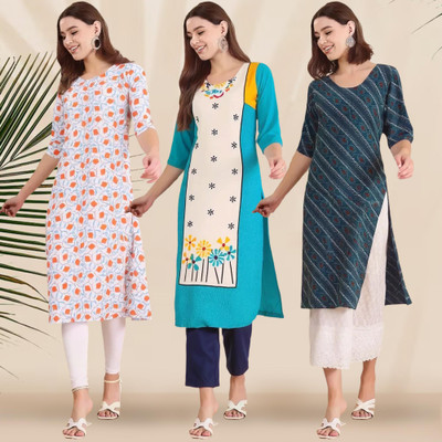 1 Stop Fashion Women Printed A-line Kurta(Multicolor)