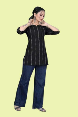 Db Fashion Vza Formal Striped Women Black Top