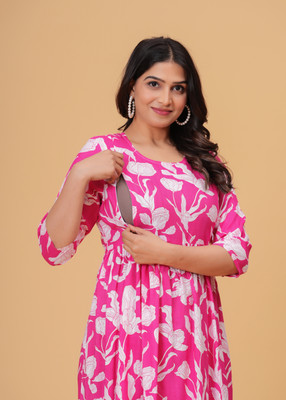 Yaltas Women A-line Pink Below Knee Dress