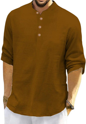 Vida Loca Men Solid Straight Kurta(Gold)