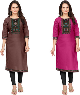 psmn Women Embroidered A-line Kurta(Multicolor)