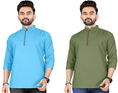 TRUST OUS Men Solid Asymmetric Kurta(Multicolor)