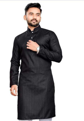 Shree Hari Enterprise Men Self Design A-line Kurta(Black)
