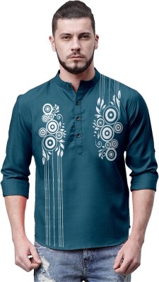 FOLGEN Men Printed Straight Kurta(Multicolor)