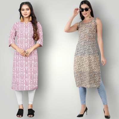 HouseOfCommon Women Self Design Straight Kurta(Multicolor)