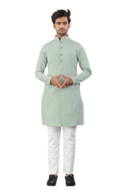 swara creation Men Solid A-line Kurta(Light Green)