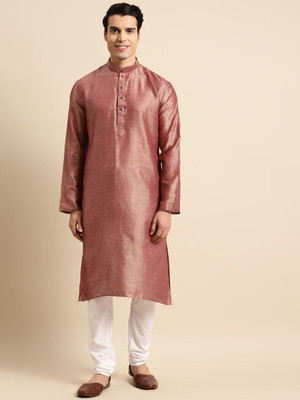 Rajubhai Hargovindas Men Solid Straight Kurta(Gold)
