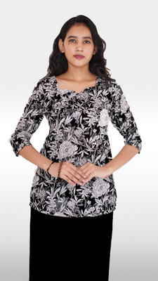 Pranavee Fashion Women Printed A-line Kurta(Black)