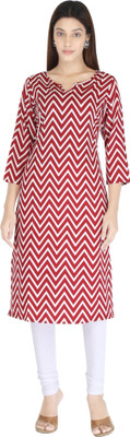 HouseOfCommon Women Printed Straight Kurta(Red)