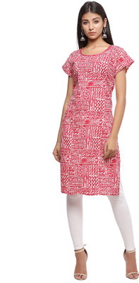 Cloth Stories Women Geometric Print, Printed Straight Kurta(Red)