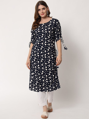 jaipurite Women Polka Print Straight Kurta(Multicolor)