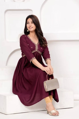 SHREE SHYAM FASHION Women Embroidered Anarkali Kurta(Maroon)