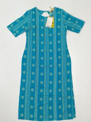 Taavi Women Woven Design Straight Kurta(Blue)