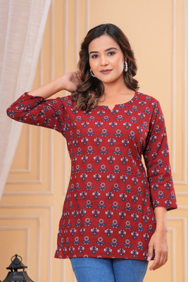 udayandsons Women Printed Ethnic Dress Kurta(Red)