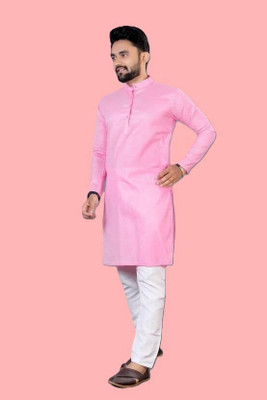 Krisha trend Men Solid Straight Kurta(Pink)