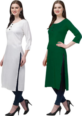 Coft Women Self Design Straight Kurta(Multicolor)