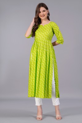 Dress21 Women Printed Ethnic Dress Kurta(White, Light Green)