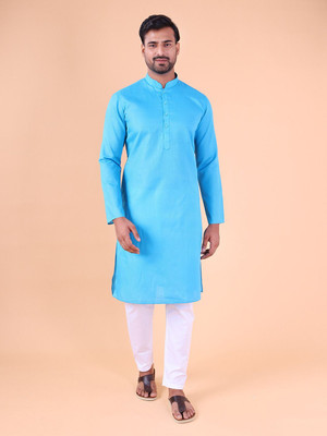 Aurik Men Solid A-line Kurta(Beige)