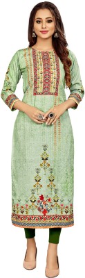 shivay creation Women Printed A-line Kurta(Green)