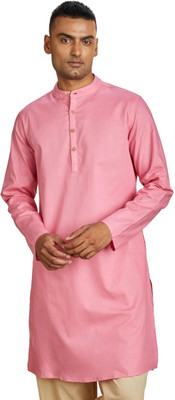 ALMORA Men Solid A-line Kurta(Pink)
