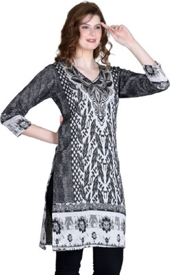 IRA CHOICE Women Printed A-line Kurta(Black)