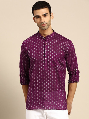 Rajubhai Hargovindas Men Printed Straight Kurta(Purple)