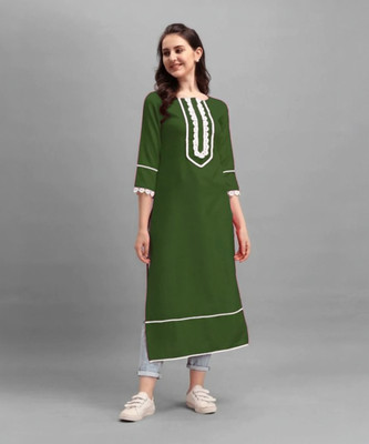 GUPTA TRANDZ Women Patchwork A-line Kurta(Green)