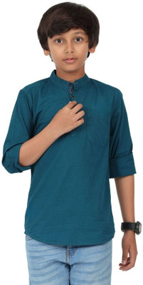 ROCKET SCIENCE Boys Solid Straight Kurta(Dark Green)