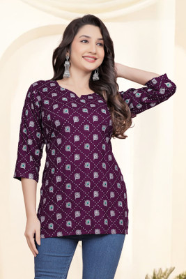 HouseOfCommon Women Printed Straight Kurta(Maroon)