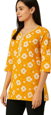 PP Clothing Women Embroidered Straight Kurta(Yellow)