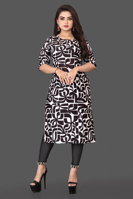 RANGRASIYA CORPORATION Women Printed Straight Kurta(Black)