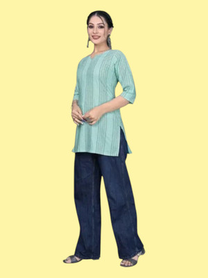 Texpaz Women Solid Anarkali Kurta(Blue)