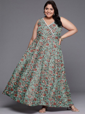A Plus by Ahalyaa Flared/A-line Gown(Green)
